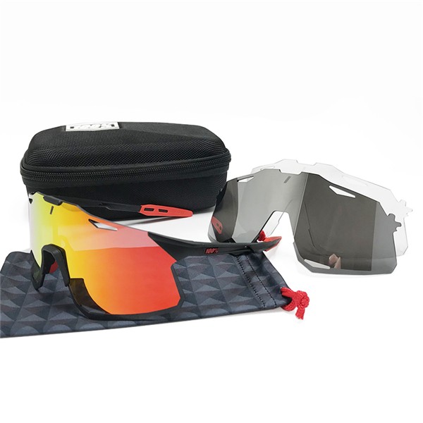 100% Hypercraft sunglasses Black red frame Red Multilayer + Black Lens + clear Lens Included