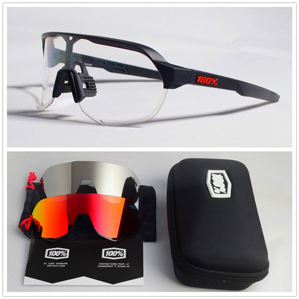 100% S2 sunglasses Black frame + Clear lens + Orange lens+ White lens Included