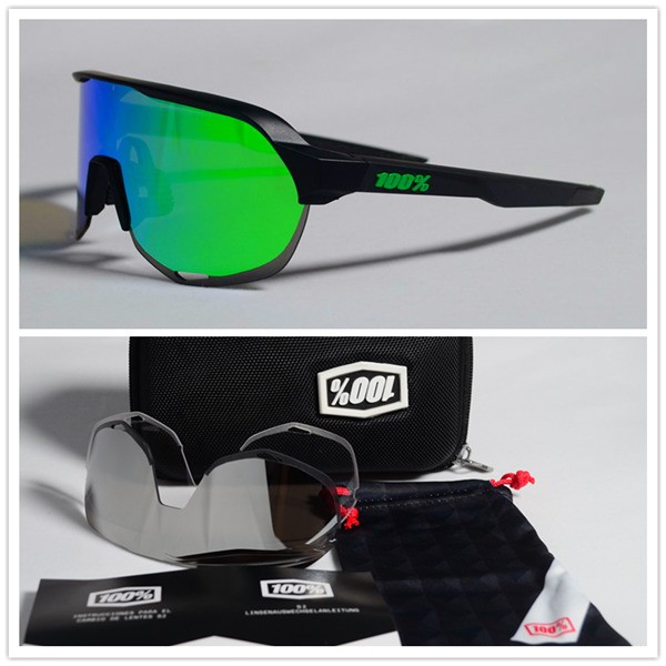 100% S2 sunglasses Green blue lens + Black lens+ White lens + Clear lens Included