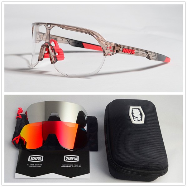 100% S2 sunglasses Pink frame Clear lens + Red lens + Silver lens Included