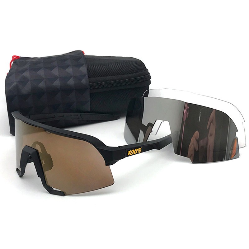 100% S3 sunglasses Black frame Light Orange lens + Grey lens + Clear lens Included