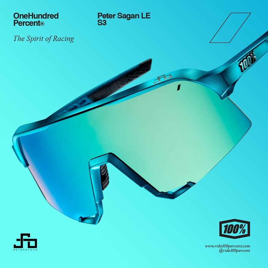 100% S3 sunglasses Blue frame Cyan-blue lens Included