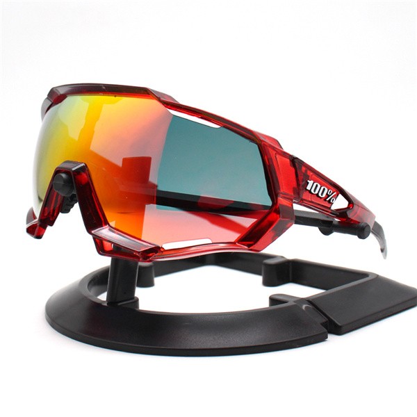100% Speedtrap sunglasses Red frame Red lens + Silver lens + Clear lens Included