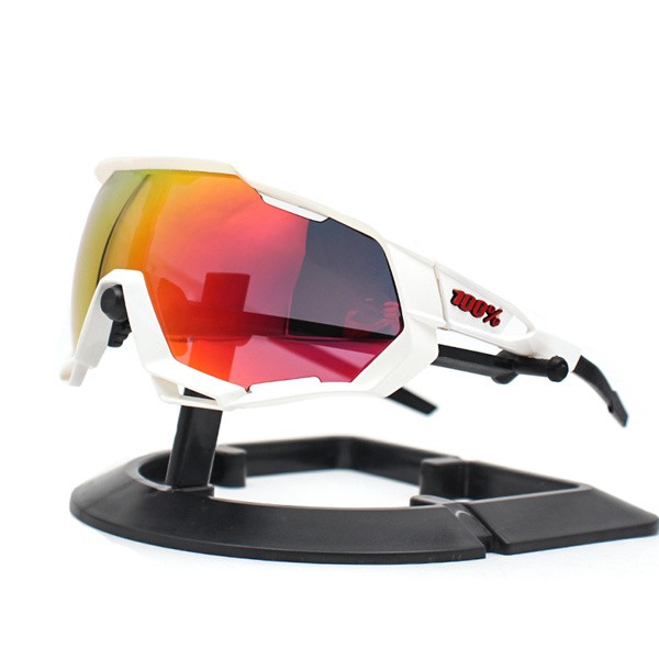 100% Speedtrap sunglasses White frame Red Multilayer lens + Silver lens + Clear lens Included