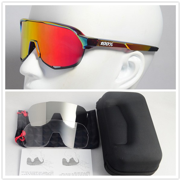 100% S2 sunglasses Brown frame Orange lens + Silver lens + Clear lens Included