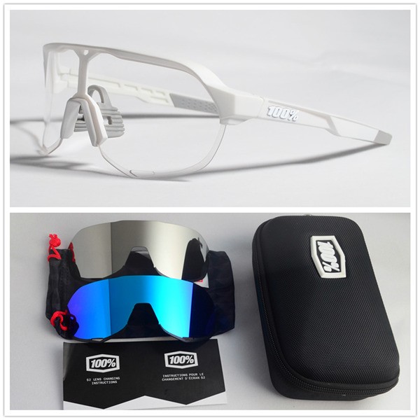 100% S2 sunglasses White frame + Clear lens + blue lens+ White lens Included