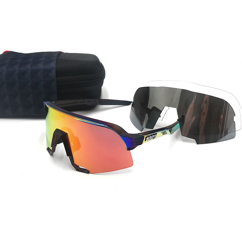 100% S3 sunglasses Black Blue frame Orange lens + Grey lens + Clear lens Included