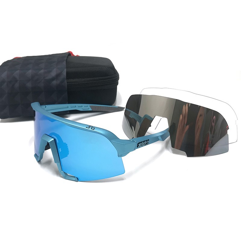 100% S3 sunglasses Blue frame Blue lens + Grey lens + Clear lens Included