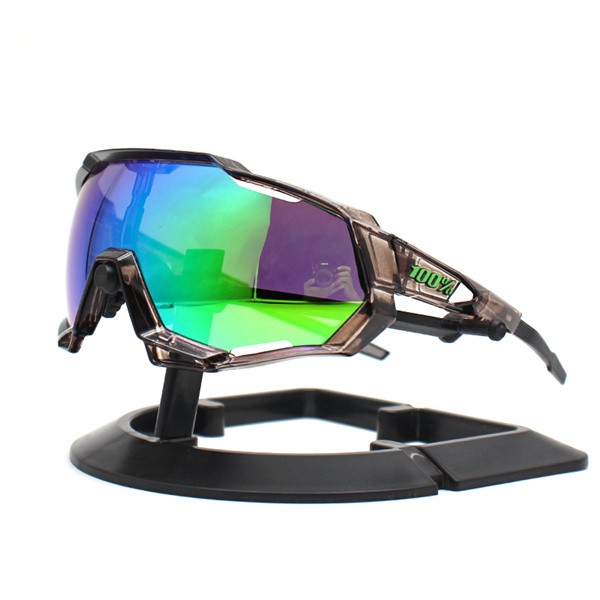 100% Speedtrap sunglasses Black frame Green Blue lens + Silver lens + Clear lens Included