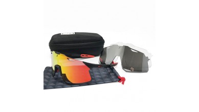 100% Hypercraft sunglasses Black red frame Red Multilayer + Black Lens + clear Lens Included