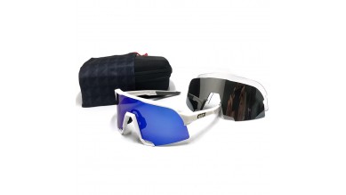100% S3 sunglasses White blak frame Blue lens + Grey lens + Clear lens Included