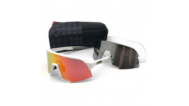 100% S3 sunglasses White frame Red lens + Grey lens + Clear lens Included