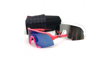 100% S3 sunglasses Pink frame Dark blue lens + Grey lens + Clear lens Included