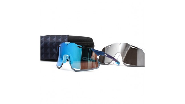 100% Hypercraft sunglasses Blue frame Blue lens + Black Lens + Clear Lens Included