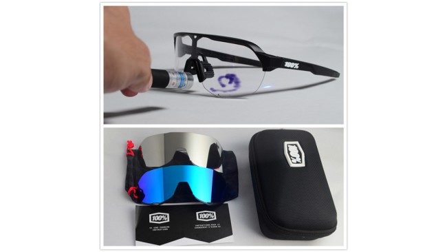 100% S2 sunglasses Black frame Clear lens + Blue lens + Silver lens Included