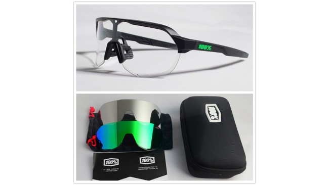 100% S2 sunglasses Black frame + Clear lens + Green lens+ White lens Included