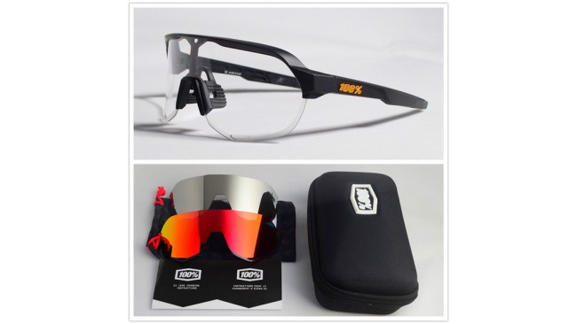 100% S2 sunglasses Black frame + Clear lens + Red lens+ White lens Included