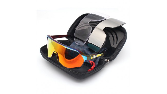 100% S2 sunglasses Yellow frame Orange yellow lens + White lens + Clear lens Included