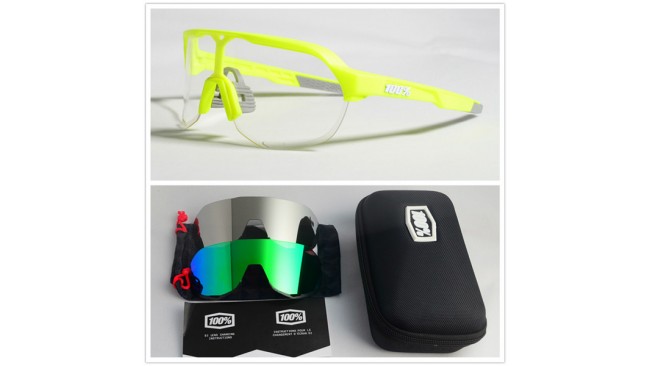 100% S2 sunglasses Yellow frame Clear lens + Green lens + Silver lens Included