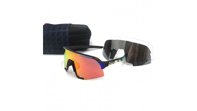 100% S3 sunglasses Black Blue frame Orange lens + Grey lens + Clear lens Included